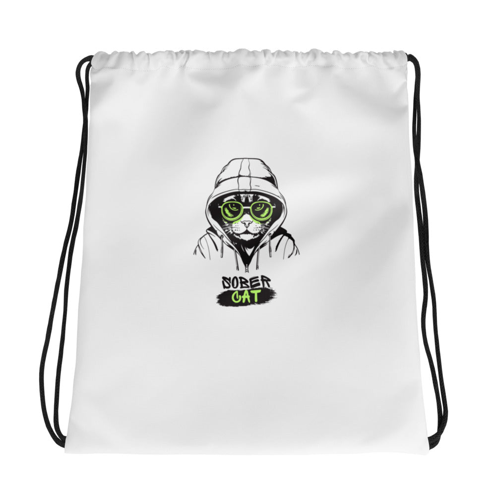 "Sober Cat" Drawstring Bag